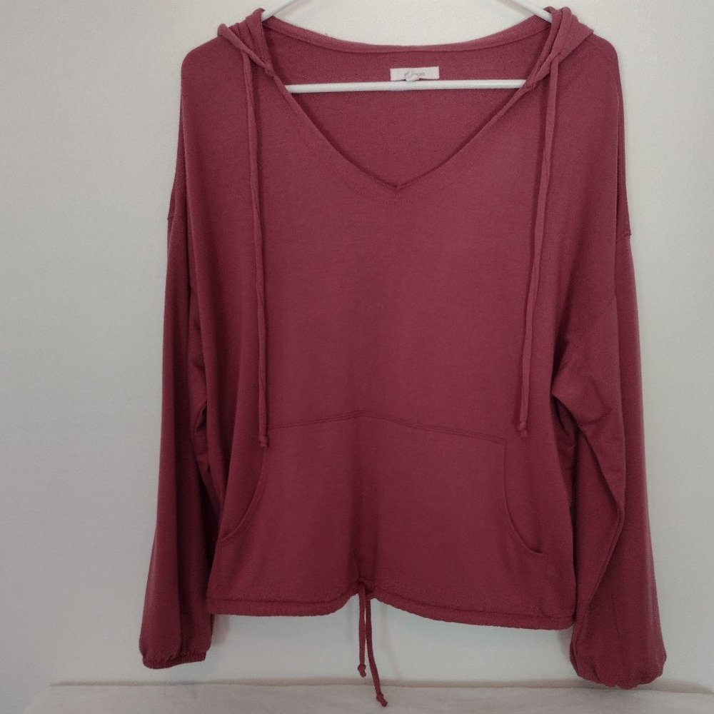 Drop Shoulder Hoodie with kangaroo pockets.